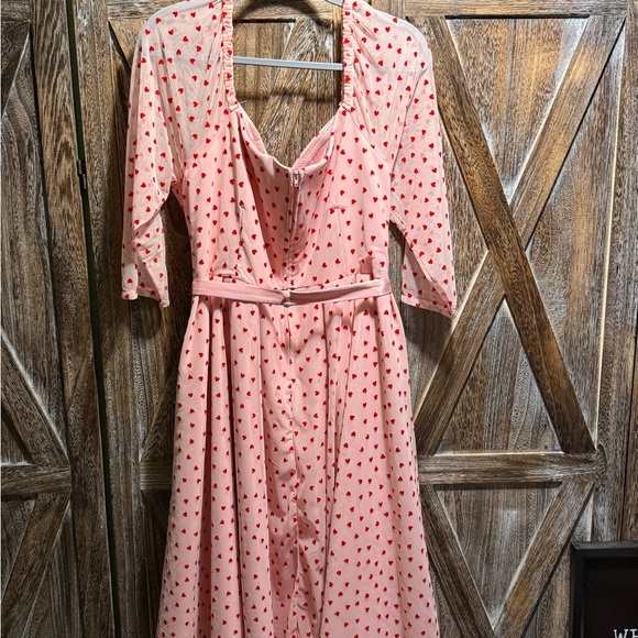 Unique Vintage Pink Heart Long Sleeve Dress - Picture 5 of 6